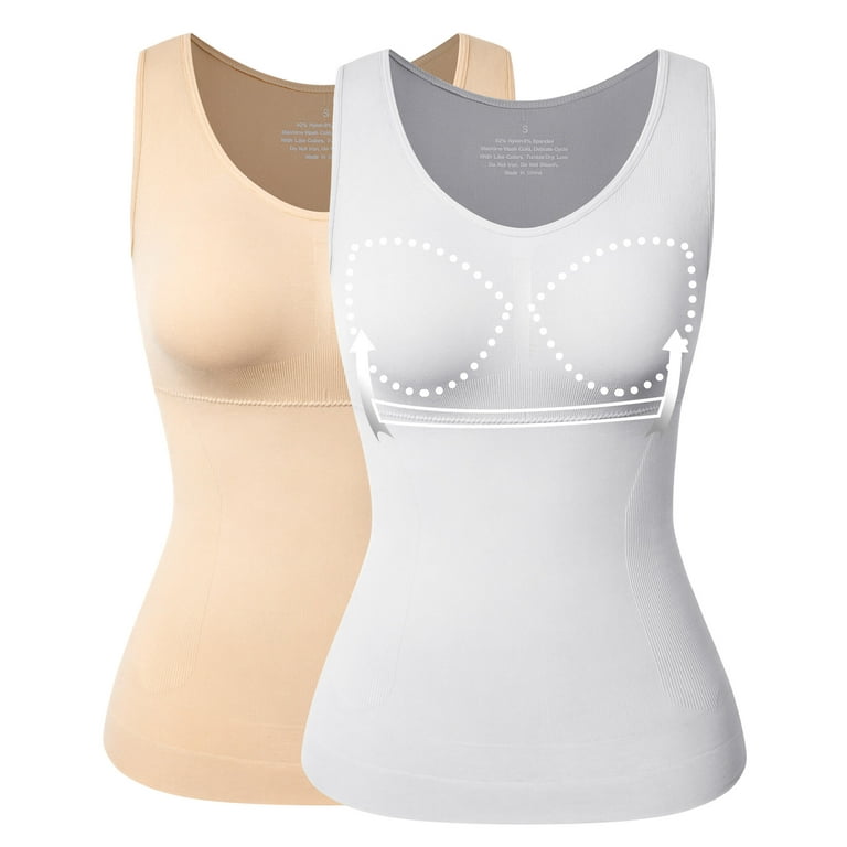 Women's 2 Pack Tummy Control Shapewear Tank Top - Seamless Body Shaper  Compression Top 
