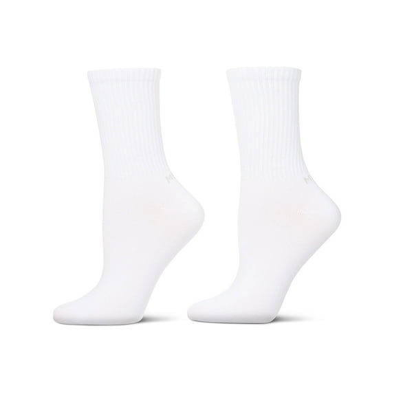 MeMoi Women's 2 Pair Pack Thin Ribbed Crew Socks - Womens - Female, 9-11, White White