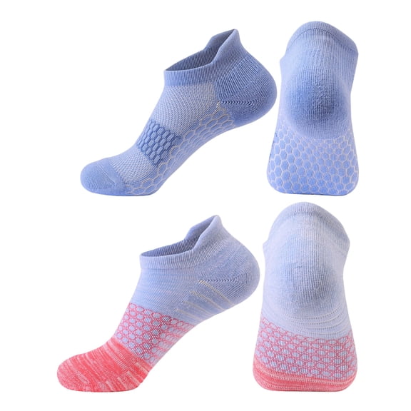 Women's 2-Pair Set Low-Cut Athletic Socks with Honeycomb Mesh Ventilation Arch Compression and Cushioned Heel Fit - 2 pairs-A