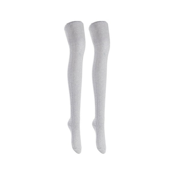 Women's 2 Pairs Cute Fluffy and Fancy Knee High Cotton Socks with a Wide Color and Size Range HR158212 Size 6-9Grey