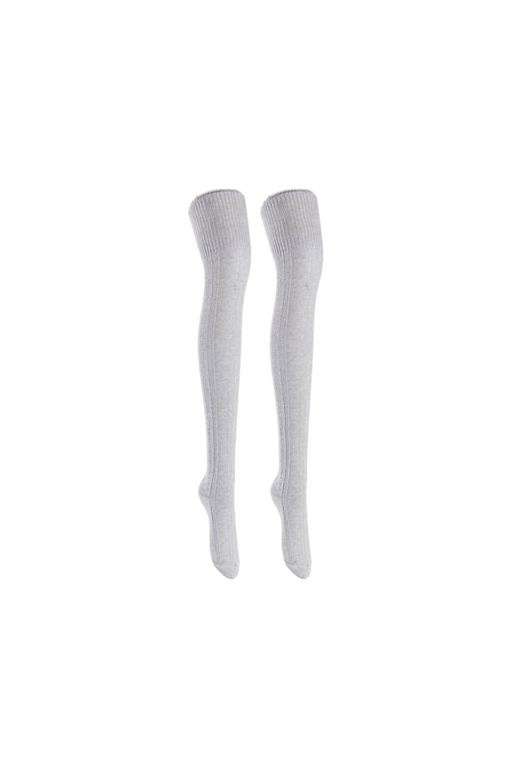 Women's 2 Pairs Cute Fluffy and Fancy Knee High Cotton Socks with a Wide Color and Size Range HR158212 Size 6-9Grey