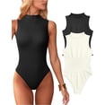 thumbnail image 1 of Women's 2 Piece Bodysuits Sexy Ribbed Sleeveless High Neck Tank Tops Bodysuits, 1 of 3