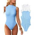 thumbnail image 1 of Women's 2 Piece Bodysuits Sexy Ribbed Sleeveless High Neck Tank Tops Bodysuits, 1 of 3