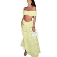 thumbnail image 1 of Women's 2-Piece Boho Outfit – Summer Off-Shoulder Crop Top  High-Waist Flowy Maxi Skirt Set for Beach  Vacation, 1 of 6