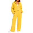 thumbnail image 1 of Women's 2 Piece Casual Outfit Set Full Zip Hoodie Jacket And High Waisted Wide Leg Pants Relaxed Comfortable Tracksuit for Fall Winter Everyday Wear Yellow_#35 M, 1 of 5