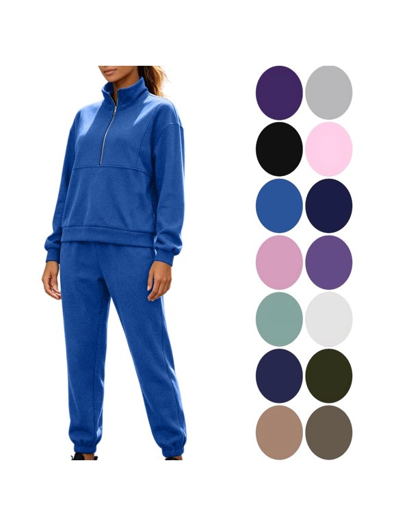 Women's 2 Piece Casual Outfits Solid Hooded Drawstring Long Sleeve Sweatshirt Tops And Long Pants Set Suits