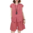 thumbnail image 1 of Women's 2 Piece Casual Short Sleeve Top And Shorts Set Watermelon Red XL, 1 of 3