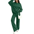thumbnail image 1 of Women's 2 Piece Casual Sweatsuit Set Hoodie Wide Leg Sweatpants Lounge Track Suits Dark Green M, 1 of 7