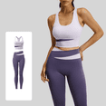 thumbnail image 1 of Women's 2 Piece Color Block Workout Set, Sports Bra and High Waist Leggings, Yoga Gym Pilates Outfit, 1 of 8