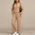 thumbnail image 1 of Women’s 2 Piece Fall Travel Lounge Matching Set, Long Sleeve Button Henley Top and Wide Leg Pants, Casual Comfy Airport Vacation Sweatsuit Outfit 3XL, 1 of 1