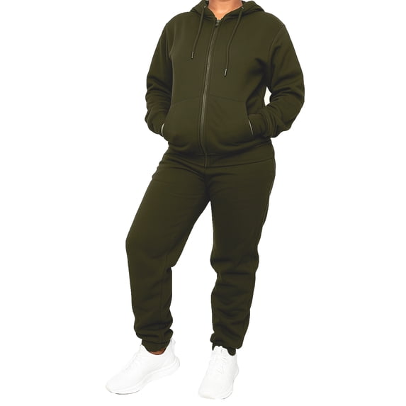 Women's 2-Piece Fleece-Lined Full Zip Oversize Loose Fit Hoodie & Jogger Track Set