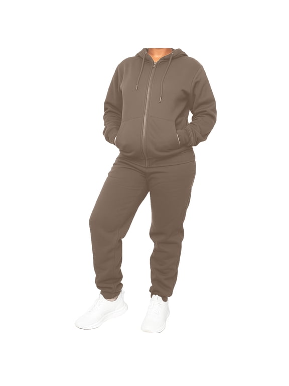 Women's 2-Piece Fleece-Lined Full Zip Oversize Loose Fit Hoodie & Jogger Track Set