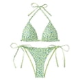 thumbnail image 1 of Women's 2 Piece Floral Tropical Print Bikini Set Boho Triangle Bathing Suit Tie Backless Swimsuit Sets (Light Green,L), 1 of 7
