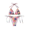thumbnail image 1 of Women's 2 Piece Floral Tropical Print Bikini Set Boho Triangle Bathing Suit Tie Backless Swimsuit Sets (Multicolor,M), 1 of 7