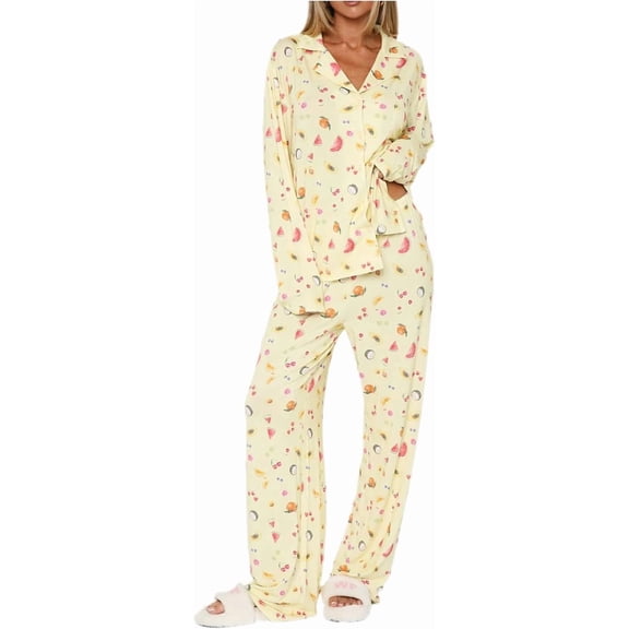 Women's 2-Piece Fruit Pajamas Set, Cute Y2K Coquette Sleepwear, S-XL