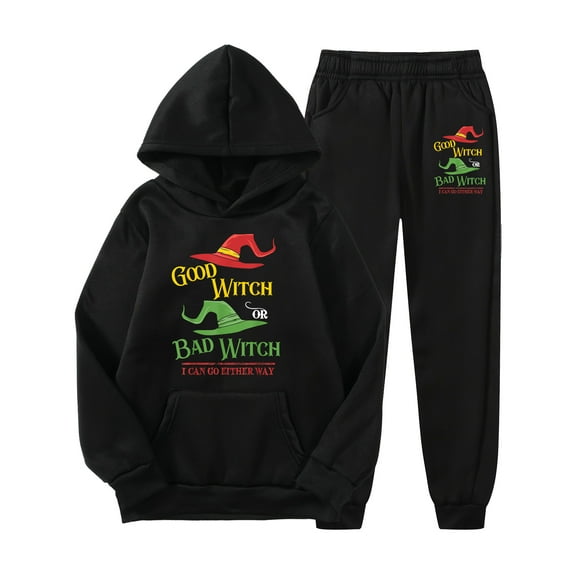 Women's 2-Piece Hoodie & Sweatpants Set, "Good Witch or Bad Witch" Graphic