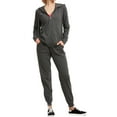 thumbnail image 1 of Women's 2 Piece Jersey Cotton Zipper Hoodie Jacket with Jogger Pants, Charcoal, Medium, 1 Set, 1 of 7