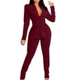 thumbnail image 1 of Women's 2-Piece Lapels Suit Set - Long Sleeve Jacket & Pants, Polyester - Autumn/Winter Office Business Formal, 1 of 6
