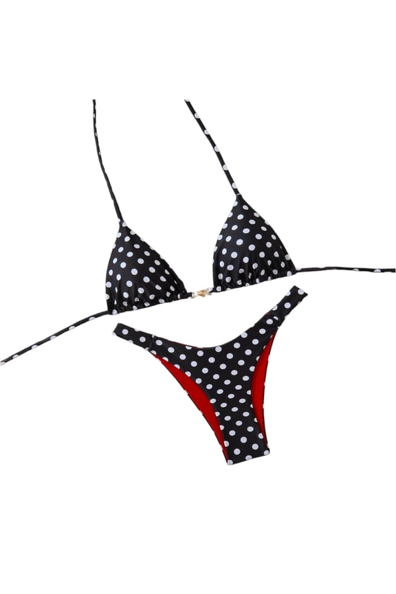 Women's 2 Piece Leopard Print Bikini Sets Halter String Triangle Swimsuit Bathing Suits (White,L)
