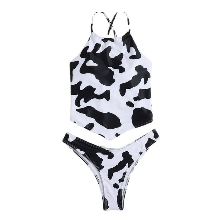 Women's 2 Piece Lettuce Trim Thong Bikini Set Swimsuit and Cover Up Beach  Skirt B5B