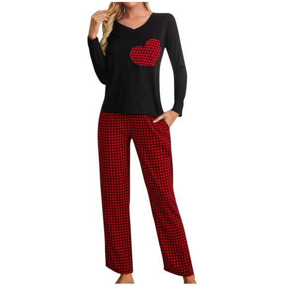 Women's 2 Piece Lounge Outfits Pajamas Set Casual Loose Comfy Long Sleeve Tops and Pants Sleepwear Pjs Homewear