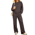 thumbnail image 1 of Women's 2 Piece Lounge Set Crewneck Sweatshirt and Wide Leg Pants Relaxed Casual Fall Fleece Matching Outfit Set, 1 of 6