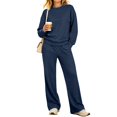 thumbnail image 1 of Women's 2 Piece Lounge Set Crewneck Sweatshirt and Wide Leg Pants Relaxed Casual Fall Fleece Matching Outfit Set, 1 of 6
