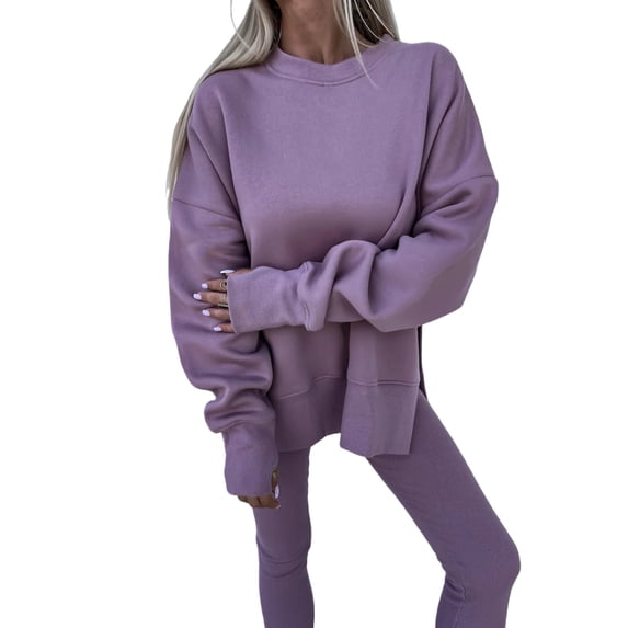 Women’s 2 Piece Lounge Set Oversized Sweatshirt and High Waist Slim Leggings Outfit – Cozy Casual Athleisure Tracksuit, Soft Stretch Knit Matching Set for Everyday Wear