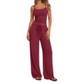thumbnail image 1 of Women's 2 Piece Lounge Set Spring Outfits - Camisole Top & Wide Leg Pants Wine Red M, 1 of 9