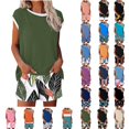 thumbnail image 1 of Women's 2 Piece Lounge Sets Crew Neck Short Sleeve T Shirts Drawstring Print Shorts Summer Comfy Outfits (XL, Army Green), 1 of 6