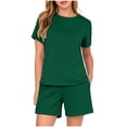 thumbnail image 1 of Women's 2 Piece Lounge Sets Summer Solid Matching Outfits Short Sleeve Top and Shorts Loungewear Casual Two Piece Set, 1 of 4