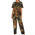 thumbnail image 1 of Women's 2 Piece Loungewear Pajama Set Short Sleeve Tee Top and Pants Set, Native Indian Feathers Ethnic Tassles, 1 of 6