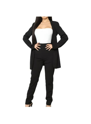 Women's Suit 3 Piece Long Sleeved Blazer & Adjustable Waist Pants Suits for  Work Navy, 18
