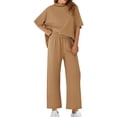 thumbnail image 1 of Women 2 Piece Outfits 3/4 Batwing Sleeve Pullover Tops and Wide Leg Pants Casual Lounge Set, 1 of 6
