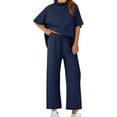 thumbnail image 1 of Women 2 Piece Outfits 3/4 Batwing Sleeve Pullover Tops and Wide Leg Pants Casual Lounge Set, 1 of 6