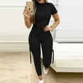 thumbnail image 1 of Women’s 2 Piece Outfits Bodycon Tracksuit Sports Suit Short Sleeve Crop Top With Skinny Long Pants Loungewear Workout Sets Wedding Pant Suits for Bride Pant Suits for Women Dressy Wedding Guest Long, 1 of 4