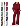 thumbnail image 1 of Women's 2 Piece Outfits, Casual Lapel Half Zip Sweatshirts and Baggy Sweatpants with Pockets, Fall And Winter Lounge Sets Deep Red M, 1 of 3