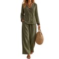 thumbnail image 1 of Women's 2 Piece Outfits Casual Lapel Half Zip Sweatshirts and Wide Leg Pants Tracksuit Sets, 1 of 4