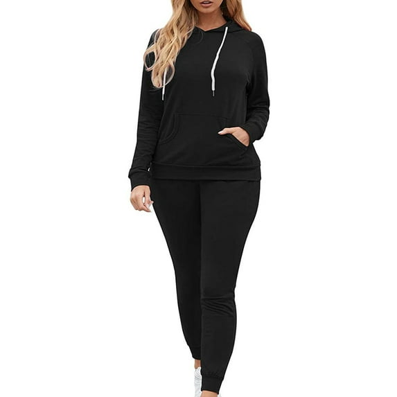 Women's 2 Piece Outfits Casual Long Sleeve Hooded Pullover Sweatshirt and Jogger Sweatpants Lounge Set Sweatsuits Ladies Clothes