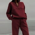 thumbnail image 1 of Women's 2 Piece Outfits Casual Long Sleeve Pullover Tops And Wide Leg Pants Knitted Sets Womens Suits Dressy Suits for Women Work Dress Pant Suits for Women for Work Wedding Suits Women Womens Snow, 1 of 6