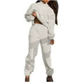 thumbnail image 1 of Women's 2 Piece Outfits Casual Solid Long Sleeve Hooded Sweatsuit and Sweatpants Sets Sweatsuits Loungewear Ladies Clothes, 1 of 8