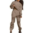 thumbnail image 1 of Women's 2 Piece Outfits Casual Solid Long Sleeve Hooded Sweatsuit and Sweatpants Sets Sweatsuits Loungewear Ladies Clothes, 1 of 8