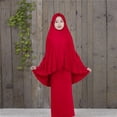 thumbnail image 1 of Women's 2 Piece Outfits Clearance Muslim Arab Middle Teen Girl Solid Color Dress Two-Piece Suit Wide Leg Pants, 1 of 5
