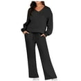 thumbnail image 1 of Tbopshirt Women's 2 Piece Outfits Women,Color Sports Suit Casual Sports Hoodie Pant Two-piece Set Wide Leg Pants, 1 of 7