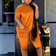 thumbnail image 1 of Tbopshirt Women's 2 Piece Outfits Women's Summer Women's Fashion Casual Solid Color Fashion Casual Breasted One-shoulder Loose Short-sleeved Shorts Suit Wide Leg Pants, 1 of 5