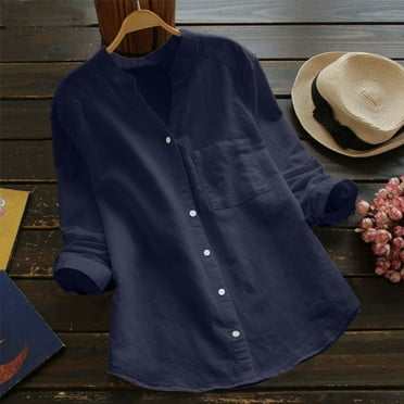 Women's 2 Piece Outfits Clearance Womens Summer Casual Solid Color V Neck Long Sleeve Tops Buttons Blouses Wide Leg Pants