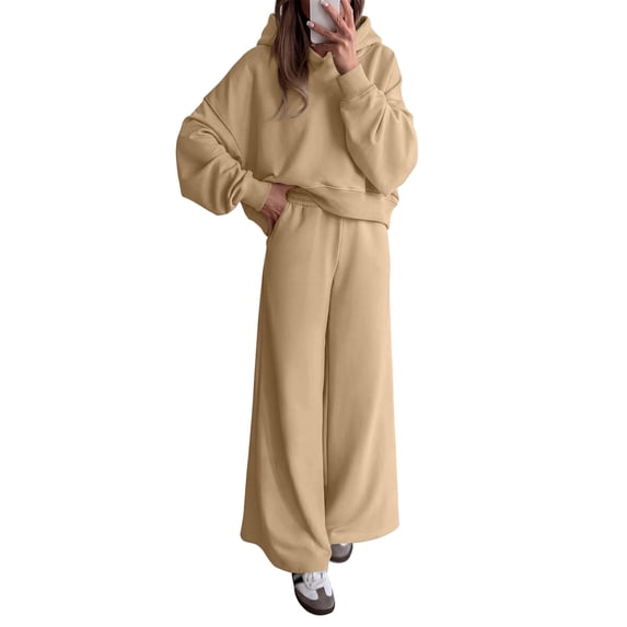 Women's 2 Piece Outfits Fall Sweatsuits Oversized Hoodies Wide Leg Sweatpants Tracksuits Lounge Matching Sets