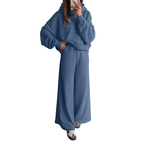 Women's 2 Piece Outfits Fall Sweatsuits Oversized Hoodies Wide Leg Sweatpants Tracksuits Lounge Matching Sets