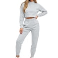 thumbnail image 1 of Women's 2 Piece Outfits Fall Winter Jogger Suits Long Sleeve Crop Tops and Sweatpants Comfy Loungewear Sets with Pockets Casual Tracksuit Gray, 1 of 7