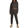 thumbnail image 1 of Women's 2 Piece Outfits Hoodie Sweatsuit Sets Over Sized Sweatshirt Baggy Fall Fashion Sweatpants with Pockets, Cozy and Trendy Ensemble,Black,L, 1 of 6